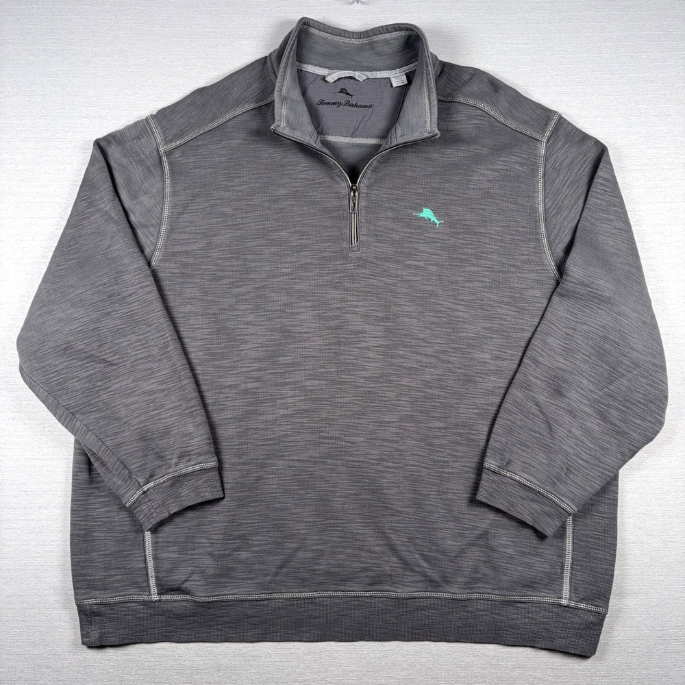 Tommy Bahama Tobago Bay 1/2 Zip Mens Size 3XLB Gray Cotton Stretch